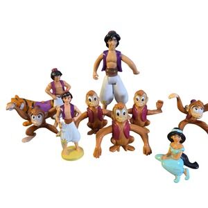 Mixed Disney Aladdin Character Mini Figures Set Abu Jasmine Aladdin Tiger Rajah